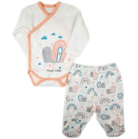 Resim Luggi Baby Kız Pamuklu Salyangoz Desenli Yandan Ve Alttan Çıtçıtlı Patikli Takım 