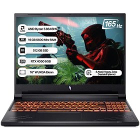 Resim ACER Nitro V16 Nh.qrvey.004-16 R5 8645hs 16 Aı Tops 16gb 512gb Ssd Rtx4050-6gb Dos 165hz 16'' Notebook 