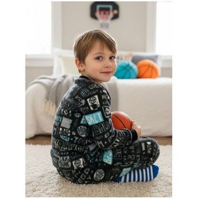 Resim Zekids Erkek Çocuk Basketball Baskılı Polar Pijama Takımı-16815 Renklı 