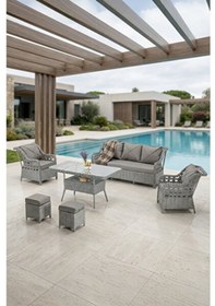 Resim Btkconsept Oscar Rattan Bahçe Mobilyasi 3+1+1 Masali Gri 