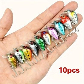 Resim 10 Adet Canlı Mini Krank Yem Balıkçılık Yemleri - Gerçekçi Yüzme Hareketi, Keskin Kanca, Dayanıklı ABS Yapı - Tatlısu & Tuzlu Su Balıkçılığı İçin İdeal, Çok Renkli Assorti, Balıkçılık Yemi 