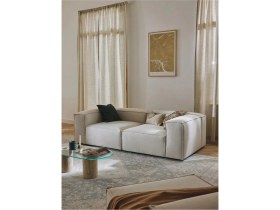 Resim Edsy Home Mira 2 Modüler Ikili Koltuk (Krem) Keten Kumaş 