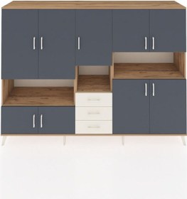 Resim Hyperion Dolap 13 Raflı 3 Çekmeceli 9 Kapaklı 220x44x163 Çam-antr Çam-antrasit/aytaşı 