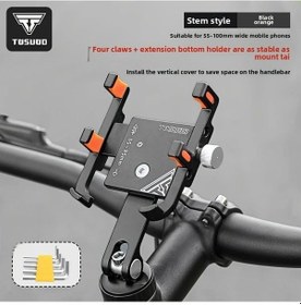 Resim Dashanshop Tosuod Bisiklet Telefon Tutucu 6 Pençe Kilitli Titreşim Önleyici Navigasyon Aparatı Siyah Ve Turuncu - Altı Pençe Kilit Kurulum Aleti Dahil 