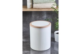Resim Şık Ahşap Desenli Banyo ve Mutfak Çöp Kovası 
