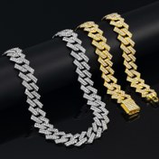 Resim Unisex 15Mm -Şekilli Küçük Flip Kapak Küba Zinciri Yüksek Kaliteli Hip-Hop Bileklik - Çiftler için Uygun 