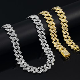 Resim Unisex 15Mm -Şekilli Küçük Flip Kapak Küba Zinciri Yüksek Kaliteli Hip-Hop Bileklik - Çiftler için Uygun 