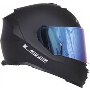 Resim LS2 STORM MAT SİYAH KAPALI MOTOSİKLET KASKI MAVİ CAMLI 