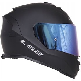 Resim LS2 STORM MAT SİYAH KAPALI MOTOSİKLET KASKI MAVİ CAMLI 