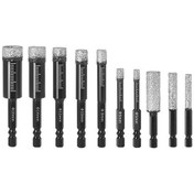 Resim 10 Adet Altıgen Şaft Lehimli Kuru Seramik Karo Elmas Matkap Ucu Açacağı 