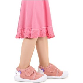 Resim Kiko Kids Catly Cırtlı Kız Bebek İlk Adım Panduf Ayakkabı Pudra 