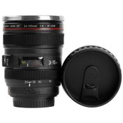 Resim Dianziye Kamera Lens Desenli Paslanmaz Çelik Termos Bardak, 400ml, Sızıntı Engeli, Kahve Fincanı, Siyah Beyaz 