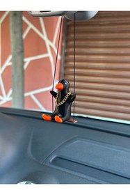 Resim 3dbaydesign Altın Zincirli Sallanan Ördek Yeni Trend Dikiz Ayna Süsü (siyah Turuncu) 