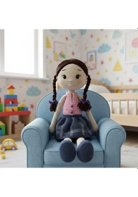 Resim Büyük Amigurumi Bebek Oyun Ve Uyku Arkadaşı Bej - Pembe 