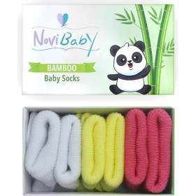 Resim Novibaby 3'lü Bambu Yenidoğan Bebek Çorabı I Spring I 0-6 Ay 