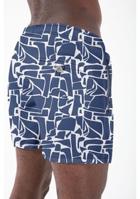 Resim Su İtici Özellikli Dijital Baskılı Erkek Plaj Deniz Şort Mayo - 203-lacivert 001 
