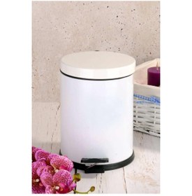 Resim Metal 3 Litre Pedallı Çöp Kovası Beyaz 
