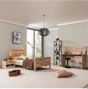 Resim Polo Genç Odası - Karyola, Komodin, Çalışma Masası, Kitaplık Ceviz 