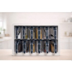 Resim 12 Li Standlı Kendinden Yapışkanlı Kaşıklı Baharatlık Takımı-kulplu Baharatlık Beyaz Renk Beyaz - Gri 