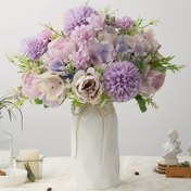 Resim 1 adet Zarif Mor Papatya ve Çiçek Yapay Çiçek Düzeni - Sanat Dekosu Tarzı, Plastik Çiçek Dekoru İç ve Dış Mekanlar için, Düğünler, Anneler Günü, Mezuniyetler ve Daha Fazlası için İdeal, Çiçek Dekorasyonları 