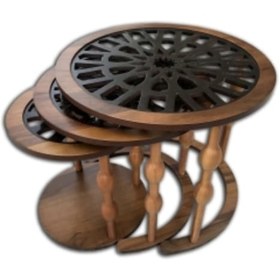 Resim Zigon Geometrik Kayın Ayak Ceviz Cnc Kesim Osmanlı Motifli 