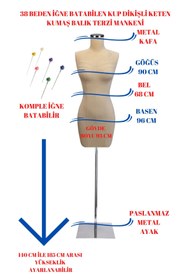 Resim Manken İstanbul Profesyonel 38 Beden Iğne Batabilen Balık Göğüs Kup Dikişli Terzi Mankeni Prova Mankeni Ba-01 
