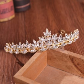 Resim 1 adet Şık Alaşım Gelin Taçları ile Rhinestone Yaprak Süslemeleri - Gelinler için Parlayan Düğün Saç Aksesuarı, Giyinme Aksesuarları, Gelin Takıları, Sophisticated Tasarım, Rhinestone Süslemeleri 