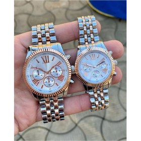 Resim İstliv Gümüş-Rose Çift Kol Saati Erkekler İçin Akülü 3 ATM Suya Dayanıklı Ahşap Kordon 