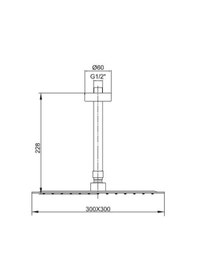 Resim Ar Ark İnce Kare Tepe Duş Başlığı Tavandan Borulu 300x300 Mm 102145059 Krom 