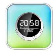 Resim Kaneed P10 Kare Form LED Işıklı Dijital Çalar Saatli Radyolu Bluetooth Hoparlör - Beyaz (Yurt Dışından) 