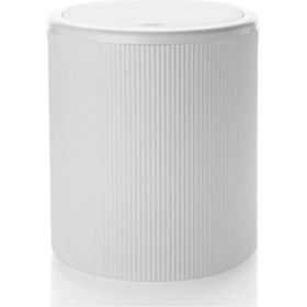 Resim Beyaz Çizgili Yuvarlak 6l Çöp Kovası, Banyo ve Mutfak Için Şık ve Kullanışlı Seçim 