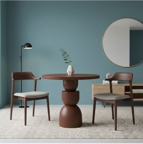 Resim Orbis Yuvarlak Ahşap Yemek Masası 100x100 Ceviz 
