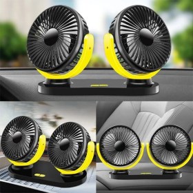 Resim Ally Çift Başlıklı Araç Fanı Oto Fan Vantilatör 12V/24V (Usb ile Çalışır) 
