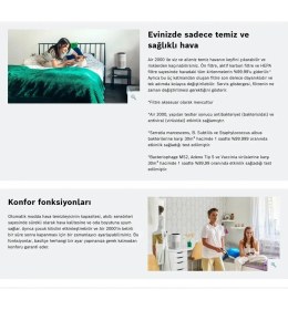 Resim Bosch 37,5 M² Hepa Aktif Karbon Hava Temizleyici Cihaz Sessiz Beyaz Günlük Kullanım 