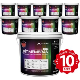 Resim Alkoru 10 Adet 13 kg Kırmızı Likit Membran Renkli Reçine Esaslı Sıvı Su Yalıtım Malzemesi Avantaj Paket 