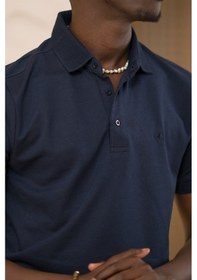 Resim Paul Martin Örme Polo Yaka Regular Fit Pamuklu Ve Likralı T-shirt Lacivert 