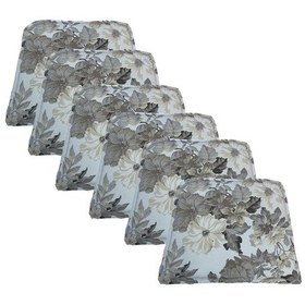 Resim Knsz sırt minderi 6 lı mazlum çiçek gri kumaş cırtlı tel sandalyesi sırtı için 