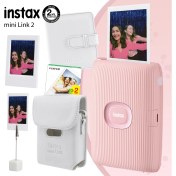 Resim Fujifilm Instax Mini Link 2 Toz Pembe Yazıcı 20LI Mini Film Deri Kılıf Albüm Çerçeve ve Kıskaçlı Stand 