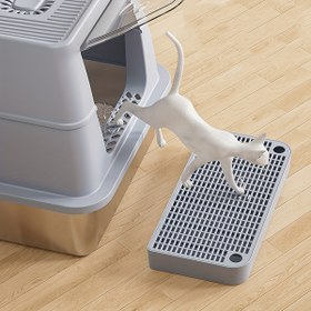 Resim Çizilmeye Dayanıklı Kedi Kumu Kutusu Matı - Kumu Tutma, Su Geçirmez ve İdrar Geçirmez, Patileri Yumuşak, İç Mekan Kullanımı için Kolay Temizleme Dağılım Kontrol Matı 