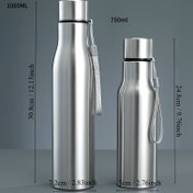 Resim 1 adet Paslanmaz Çelik Su Şişesi - 750ml/1000ml, Sızdırmaz, PVC'siz, Yürüyüş ve Seyahat için İdeal, Dayanıklı ve Taşınabilir, Kolay Tutuşlu Kolu ile 
