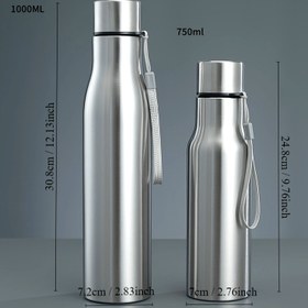 Resim 1 adet Paslanmaz Çelik Su Şişesi - 750ml/1000ml, Sızdırmaz, PVC'siz, Yürüyüş ve Seyahat için İdeal, Dayanıklı ve Taşınabilir, Kolay Tutuşlu Kolu ile 