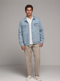 Resim Colin's Regular Fit Düğmeli Astarsız Erkek Light İndigo Denim Ceket 
