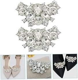 Resim 2 Adet Ayakkabı Tokası Kadınlar Için Yüksek Topuklu Ayakkabılar Kadınlar Için Düğün Ayakkabıları Ayakkabı Tokaları Düğün Topuklu Özlemek Beyaz Sandalet Rhinestones Alüminyum Alaşım 