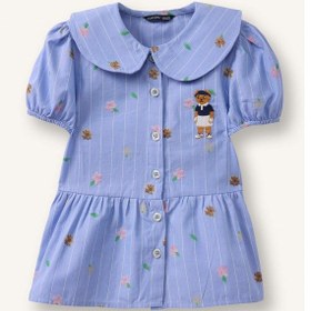 Resim Defacto Bebe Yaka Baskılı Kısa Kollu Gömlek Kız Bebek H2988a526smnv135 Lacivert-nv135 