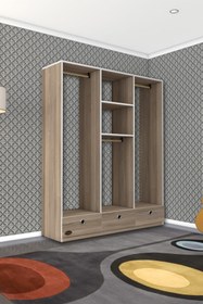 Resim Kenzlife Giysi Dolabı 3 Bölmeli 3 Çekmeceli Hamit150 Crd Dolap Kapaksız 