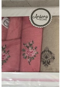 Resim Ardora Bukle Aile Bornoz Takımı Nar Çiçeği Kahve Kahverengi 