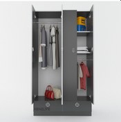 Resim Kenzlife gardırop 4 kapılı 2 çekmeceli biberiye 182*100*42 gri ka 