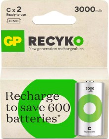 Resim 3000 mAh Orta Boy Şarjlı Pil 2 li Paket C Boy GP300CHCBMTR-2EB2 GP