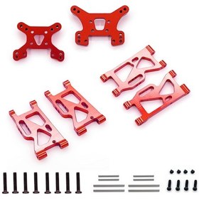 Resim Yifomall Rc Araba Alüminyum Amortisör Paneli Ve Sallama Kolu Seti - Wltoys 1/14 144001 Uyumlu Kırmızı Upgrade Parçaları 