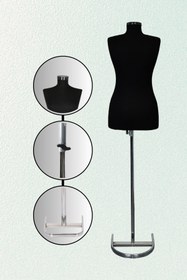 Resim Acar Raf Terzi Mankeni Süngerli Prova Mankeni Siyah Kumaş Kaplamalı 40 Beden 